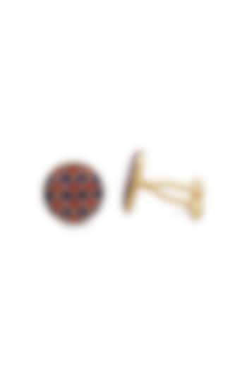 Red & Blue Brass Enamelled Cufflinks by AZGA MEN at Pernia's Pop Up Shop