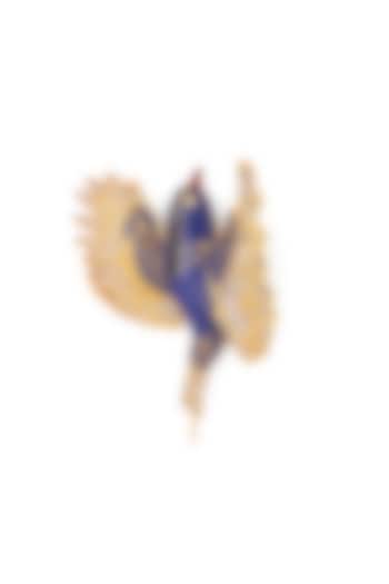 Blue & Gold Brass Handcrafted Hope Bird Brooch by AZGA MEN at Pernia's Pop Up Shop