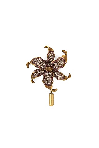 Antique Gold Baby Lily Brass Brooch by AZGA MEN