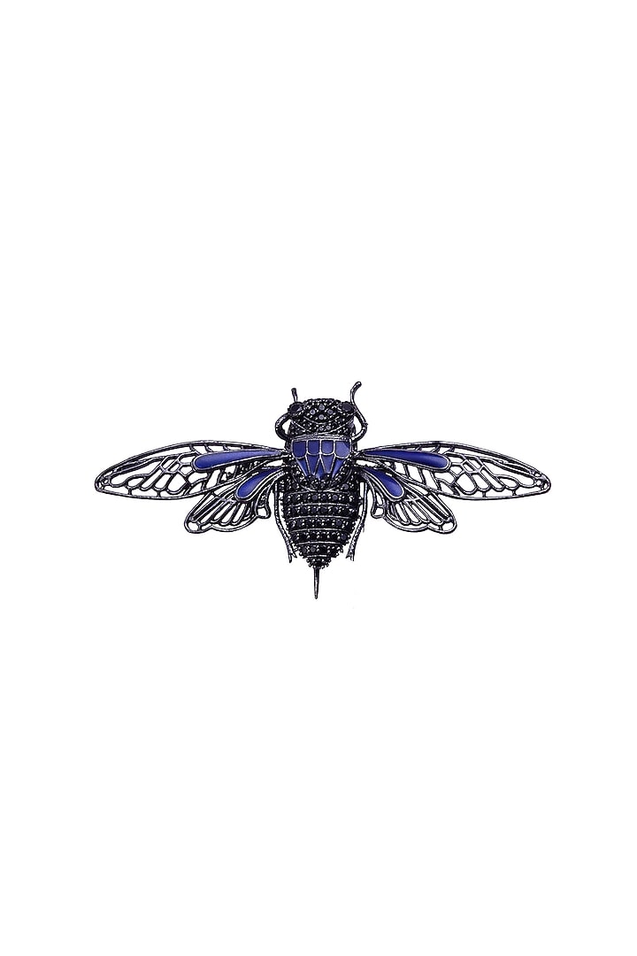 Black Rhodium Plated Finish Bee Handcrafted Bee Brooch by AZGA MEN at Pernia's Pop Up Shop