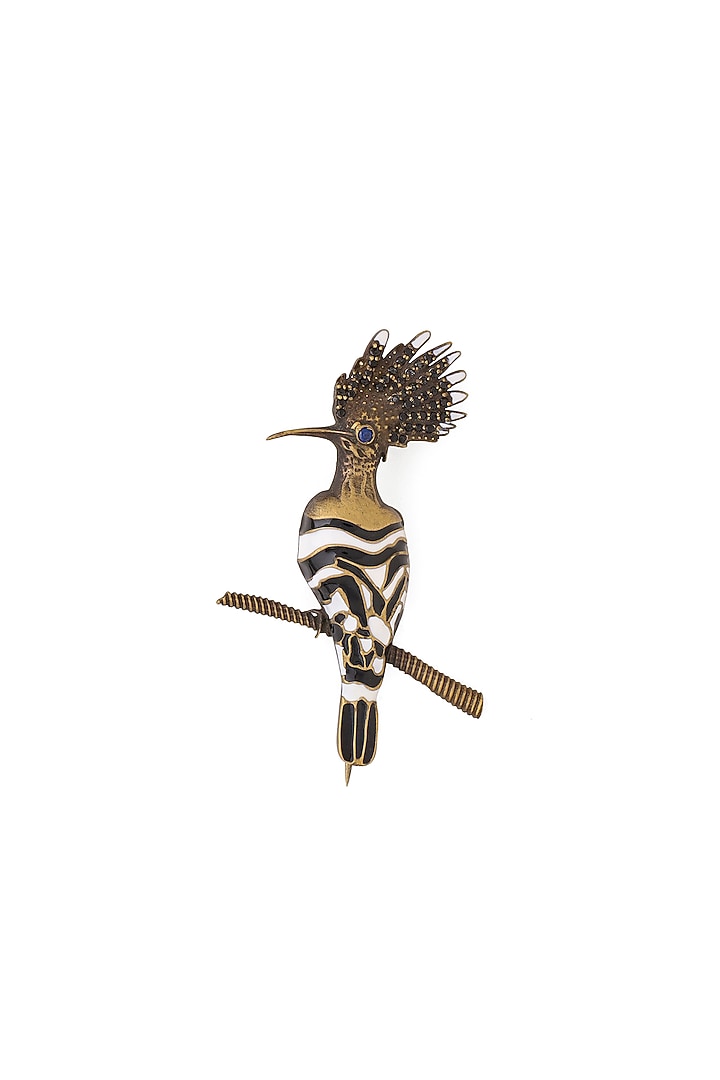 Multi-Colored Enamelled Tropical Bird Brass Brooch by AZGA MEN at Pernia's Pop Up Shop