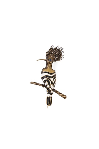 Multi-Colored Enamelled Tropical Bird Brass Brooch by AZGA MEN