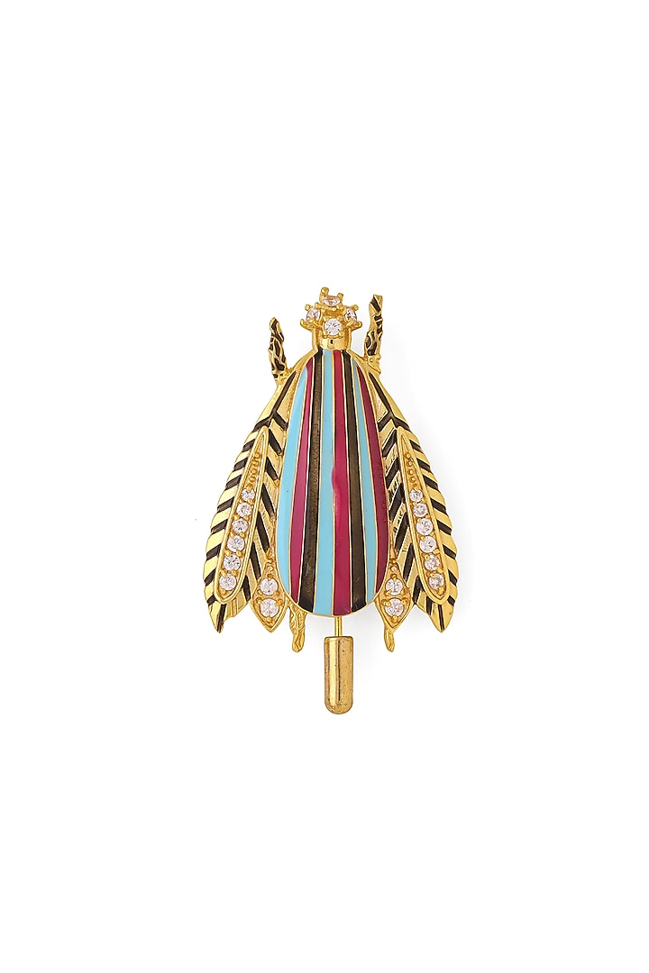 Gold Enamelled Bug Brass Brooch by AZGA MEN at Pernia's Pop Up Shop