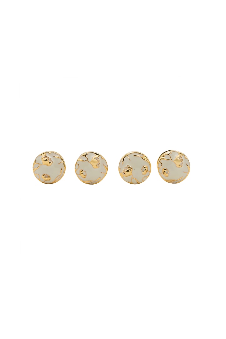 Ivory Brass Handcrafted Buttons (Set of 4) by AZGA MEN at Pernia's Pop Up Shop