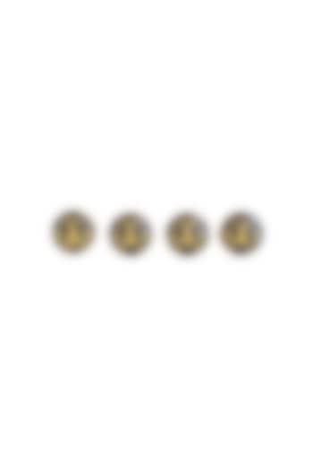 Blue & Ivory Brass Handcrafted Buttons (Set of 4) by AZGA MEN at Pernia's Pop Up Shop