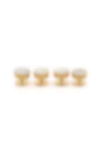 White Brass Handcrafted Buttons (Set of 4) by AZGA MEN at Pernia's Pop Up Shop