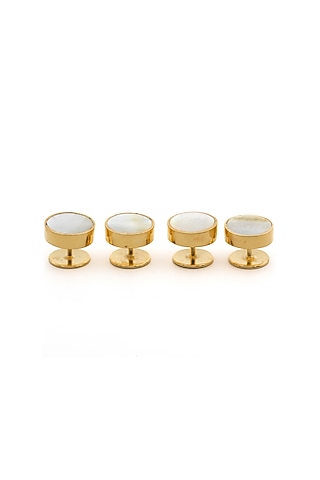 White Brass Handcrafted Buttons (Set of 4) by AZGA MEN