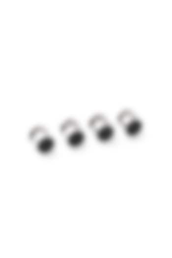 Silver & Black Enamelled Brass Shirt Studs (Set of 4) by AZGA MEN at Pernia's Pop Up Shop