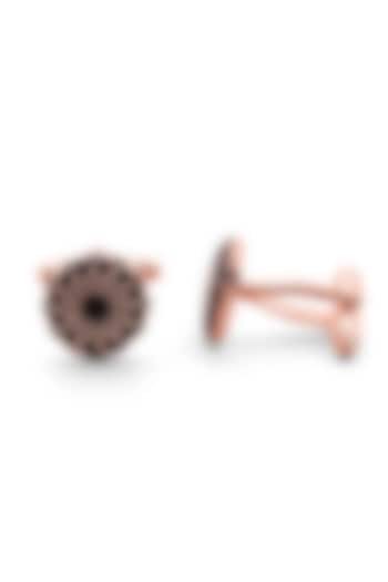 Gold Finish Black-Rose Gold Brass Cufflinks by AZGA MEN at Pernia's Pop Up Shop