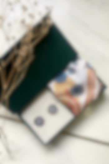 Gold Finish Multi-Colored Brass Cufflinks With Pocket Square by AZGA MEN at Pernia's Pop Up Shop