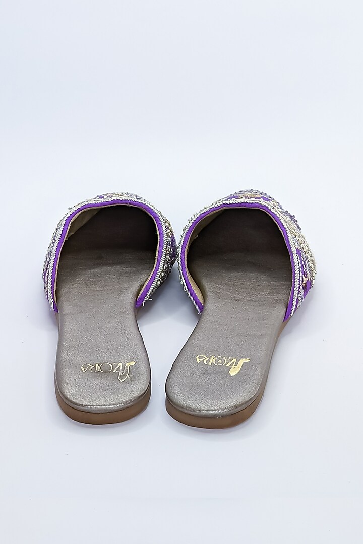 Purple PRC Zardosi Embellished Flats by Azora at Pernia's Pop Up Shop