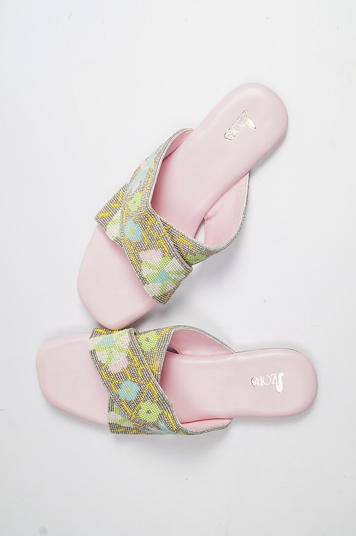 Pink PRC Threadwork Criss-Cross Flats by Azora at Pernia's Pop Up Shop