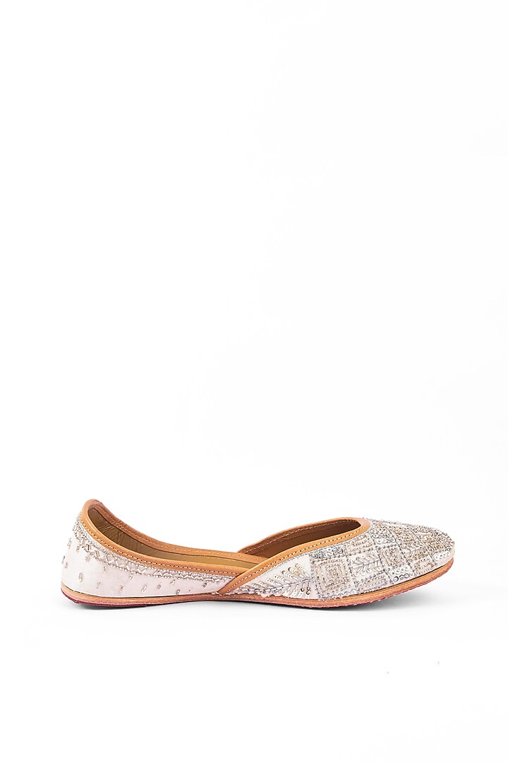 Silver Leather Sequins & Beadwork Juttis by Azora at Pernia's Pop Up Shop
