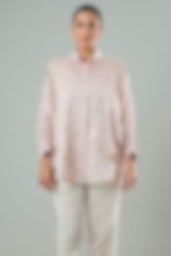Lilac Silk & Cotton Applique Work Shirt by Azu at Pernia's Pop Up Shop