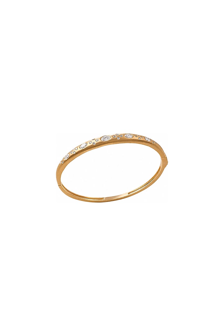 Yellow Gold Finish Oval & Round-Shaped Diamond Bangle by Azure Jewel at Pernia's Pop Up Shop