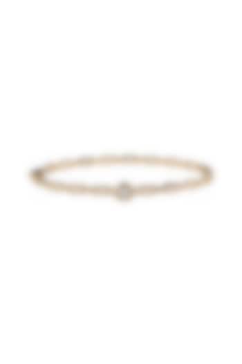 Yellow Gold Finish Oval-Shaped Diamond Bangle by Azure Jewel at Pernia's Pop Up Shop