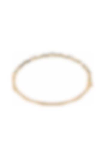Yellow Gold Finish Pear & Emerald-Cut Diamond Bangle by Azure Jewel at Pernia's Pop Up Shop