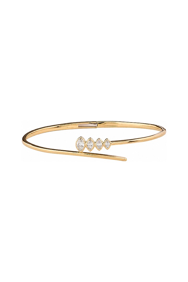Yellow Gold Finish Marquise-Cut Diamond Bangle by Azure Jewel at Pernia's Pop Up Shop