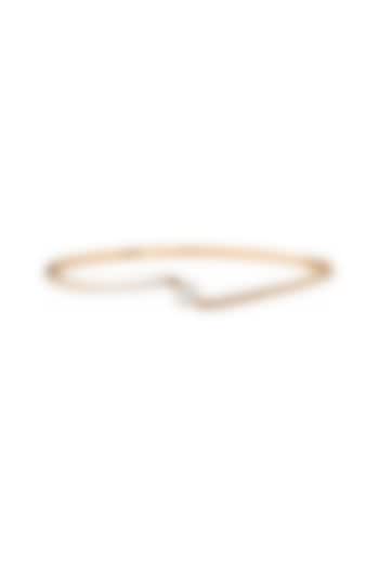 Yellow Gold Finish Oval & Round-Shaped Diamond Bangle by Azure Jewel at Pernia's Pop Up Shop