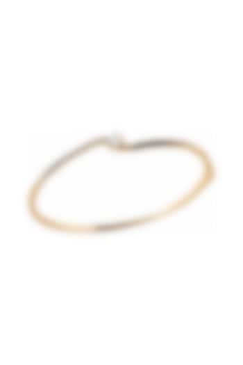 Yellow Gold Finish Emerald & Round-Shaped Diamond Bangle by Azure Jewel at Pernia's Pop Up Shop