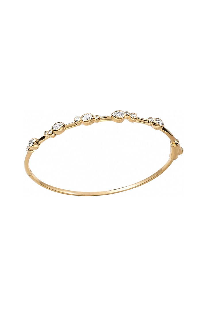 Yellow Gold Finish Oval & Pear-Shaped Diamond Bangle by Azure Jewel at Pernia's Pop Up Shop