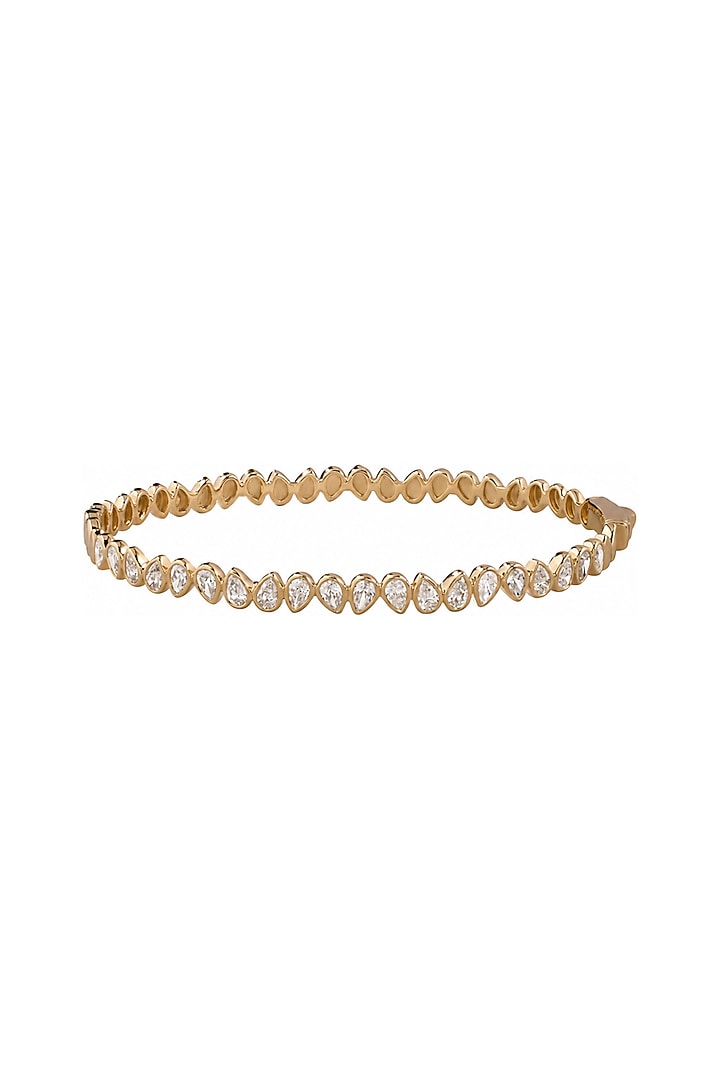 Yellow Gold Finish Pear-Shaped Diamond Bangle by Azure Jewel at Pernia's Pop Up Shop