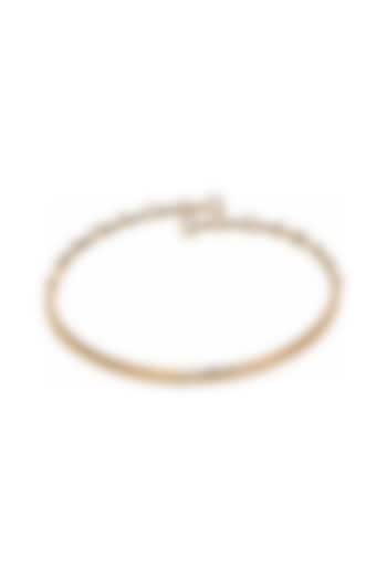 Yellow Gold Finish Heart & Pear-Shaped Diamond Bangle by Azure Jewel at Pernia's Pop Up Shop
