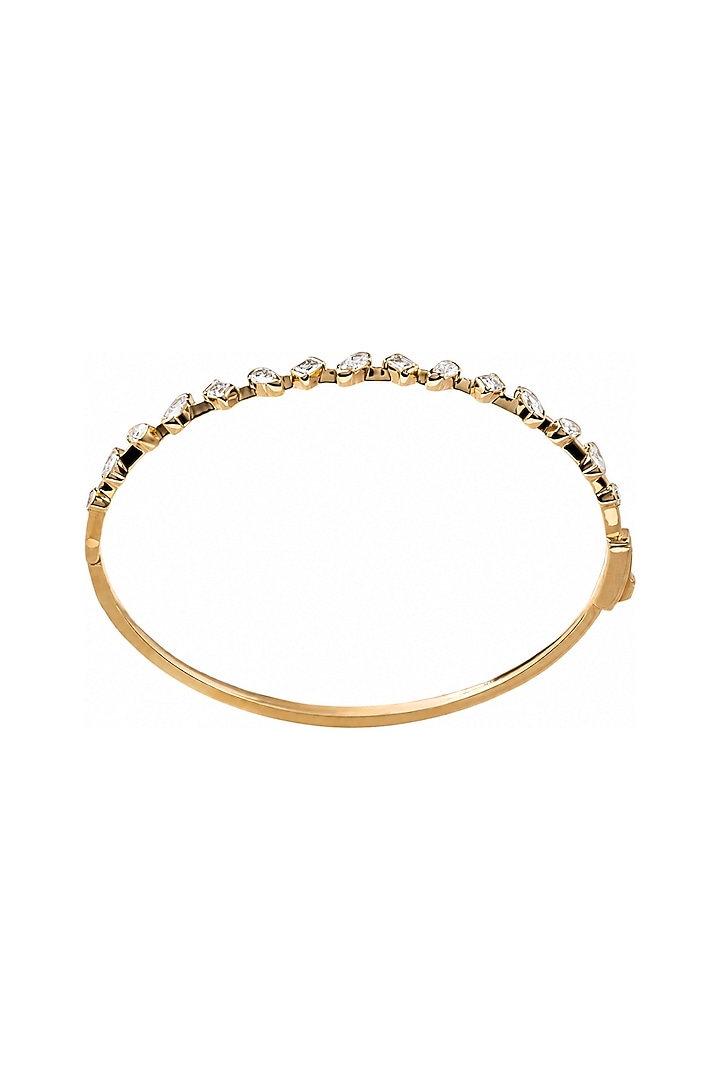 Yellow Gold Finish Marquise & Asscher-Cut Diamond Bangle by Azure Jewel at Pernia's Pop Up Shop