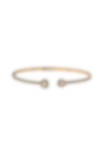 Yellow Gold Finish Pear-Shaped Emerald Stone Black Enameled Bangle by Azure Jewel at Pernia's Pop Up Shop