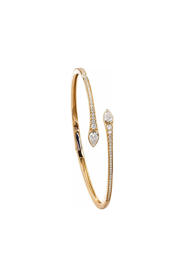 Yellow Gold Finish Round & Pear-Shaped Diamond by Azure Jewel at Pernia's Pop Up Shop