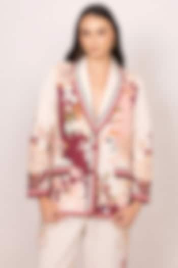 Multi Coloured Linen Viscose Printed Jacket by Ranna Gill at Pernia's Pop Up Shop