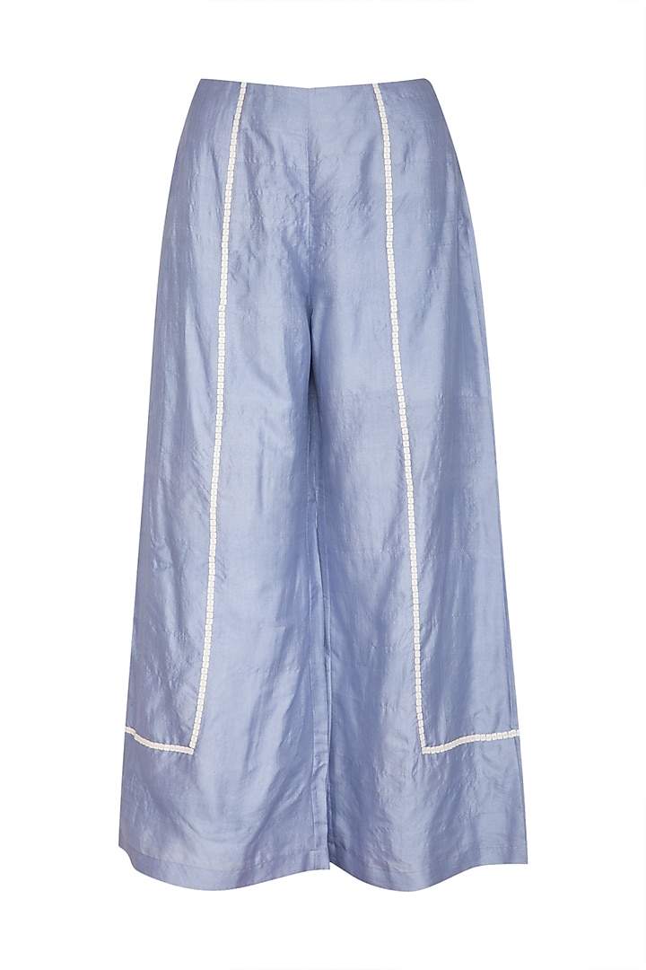 Pastel Blue Sleeveless Tunic With Sequins Palazzo Pants by Baavli at Pernia's Pop Up Shop