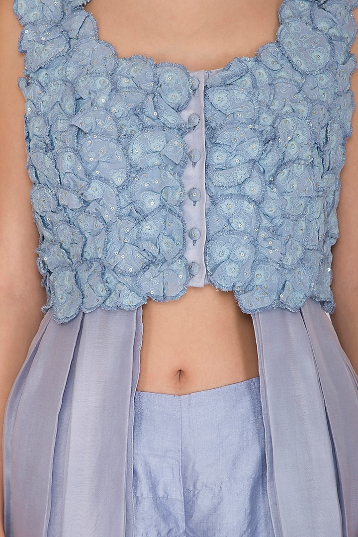 Pastel Blue Sleeveless Tunic With Sequins Palazzo Pants by Baavli at Pernia's Pop Up Shop