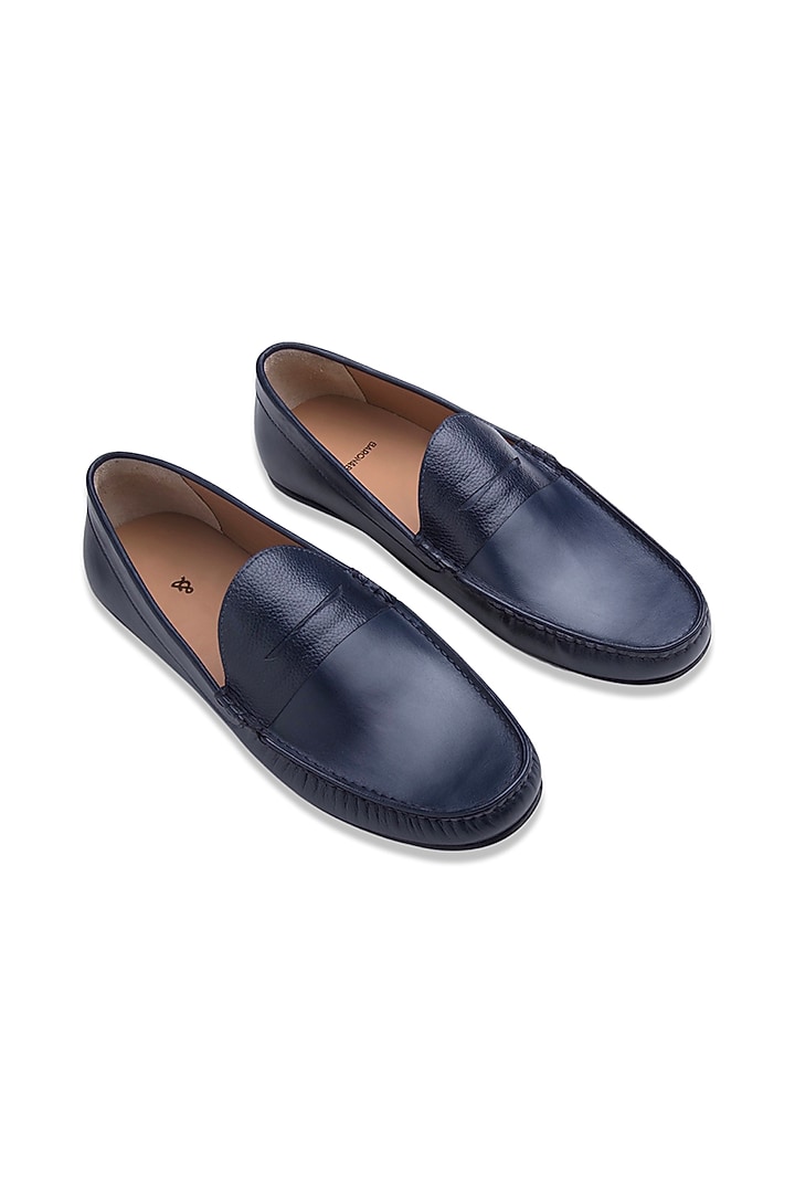 Blue Nappa Leather Loafers by Baron&Bay at Pernia's Pop Up Shop