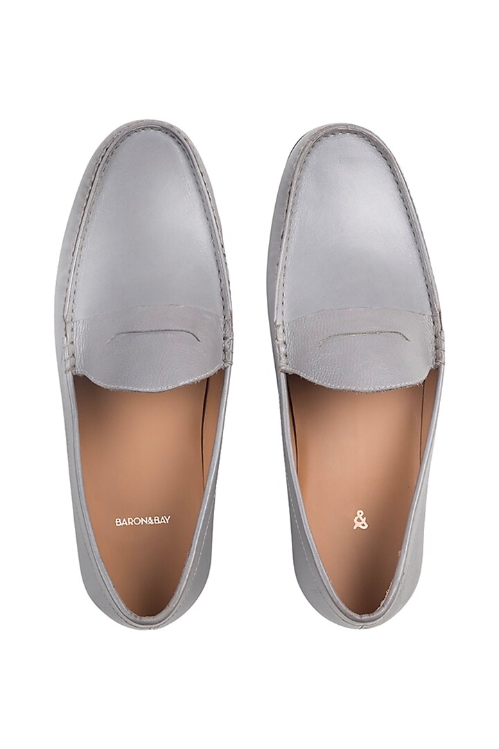 Grey Nappa Leather Loafers by Baron&Bay at Pernia's Pop Up Shop