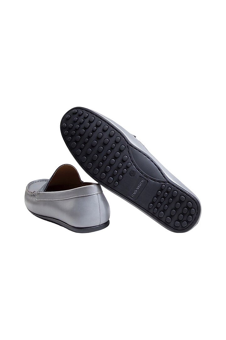 Grey & Blue Nappa Leather Loafers by Baron&Bay at Pernia's Pop Up Shop