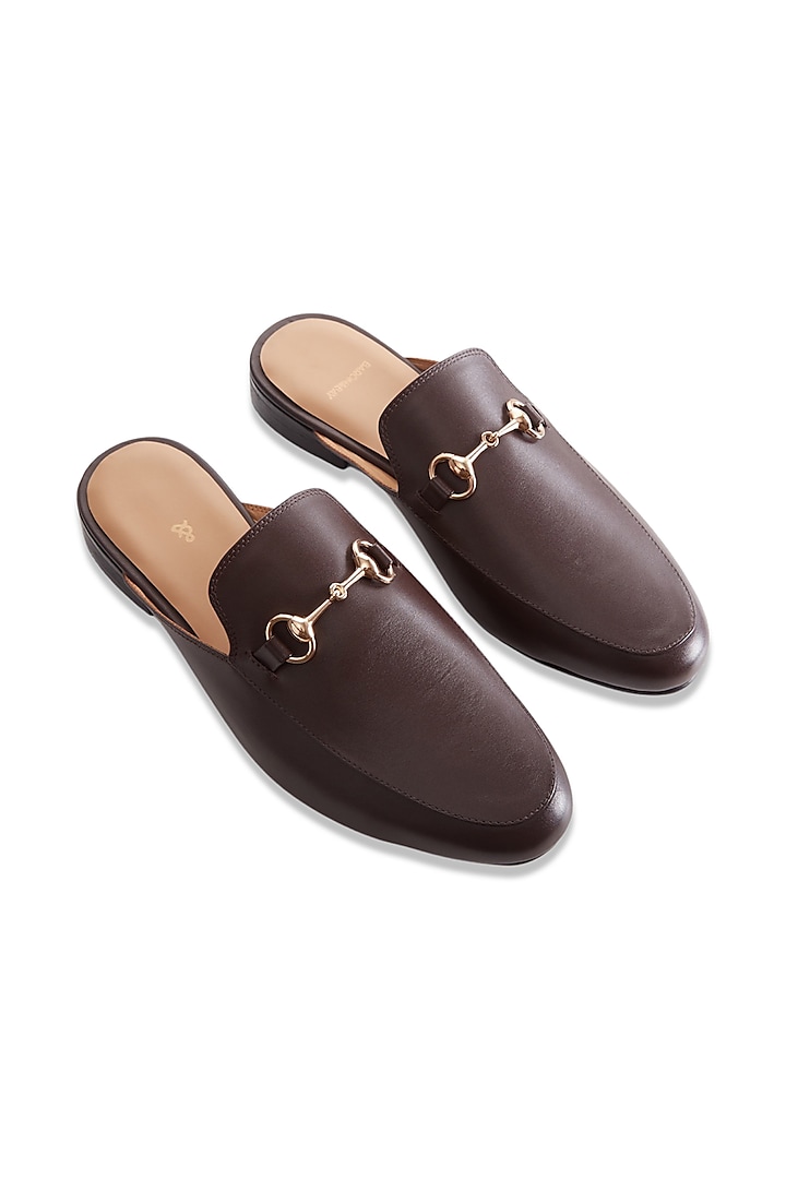 Brown Nappa Leather Mules by Baron&Bay