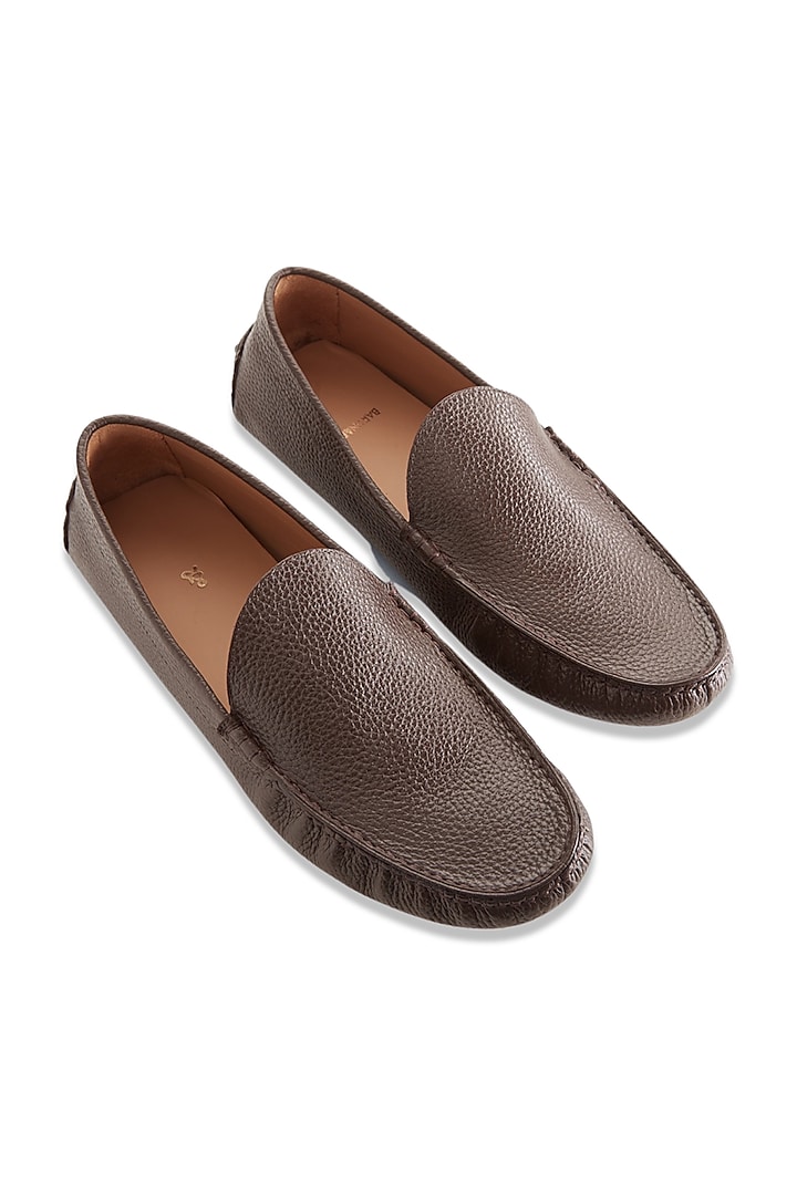 Brown Milled Leather Shoes by Baron&Bay