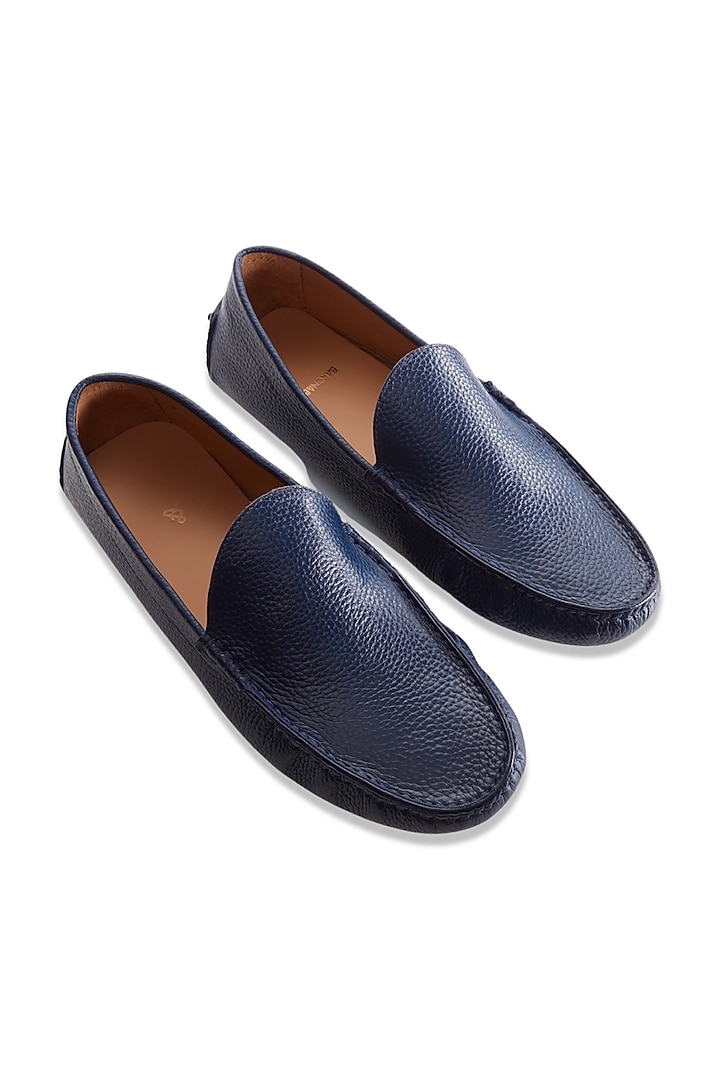 Blue Milled Leather Shoes by Baron&Bay