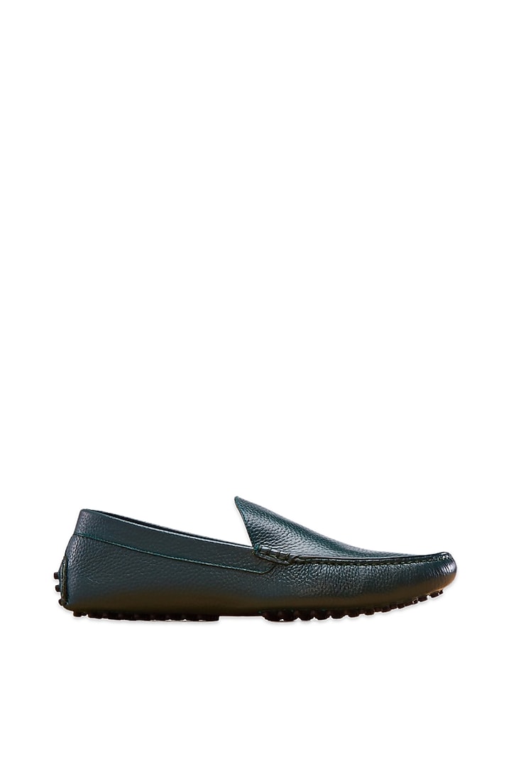Green Milled Leather Shoes by Baron&Bay at Pernia's Pop Up Shop