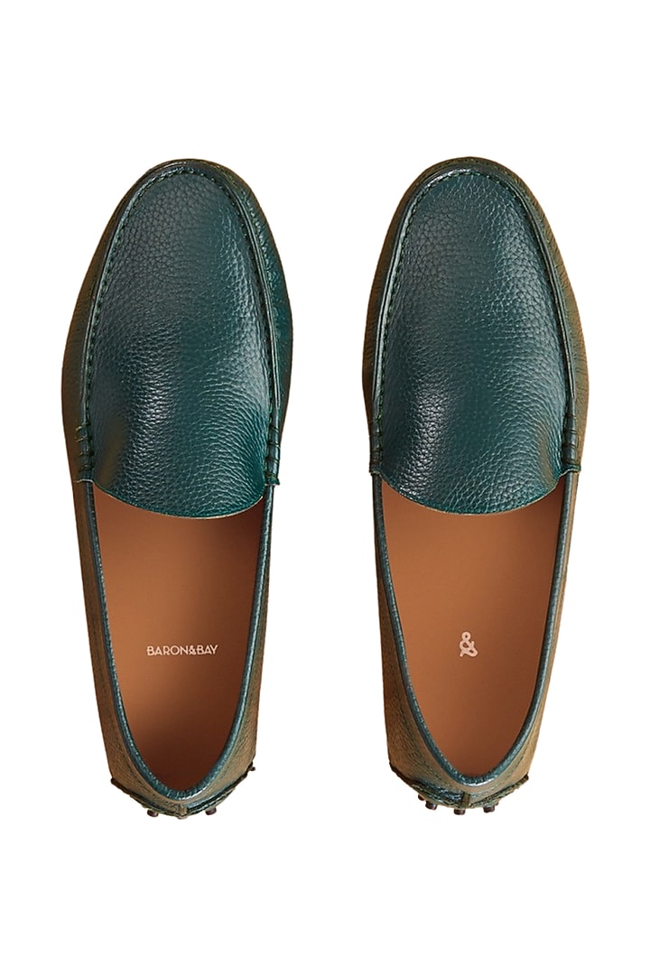 Green Milled Leather Shoes by Baron&Bay at Pernia's Pop Up Shop