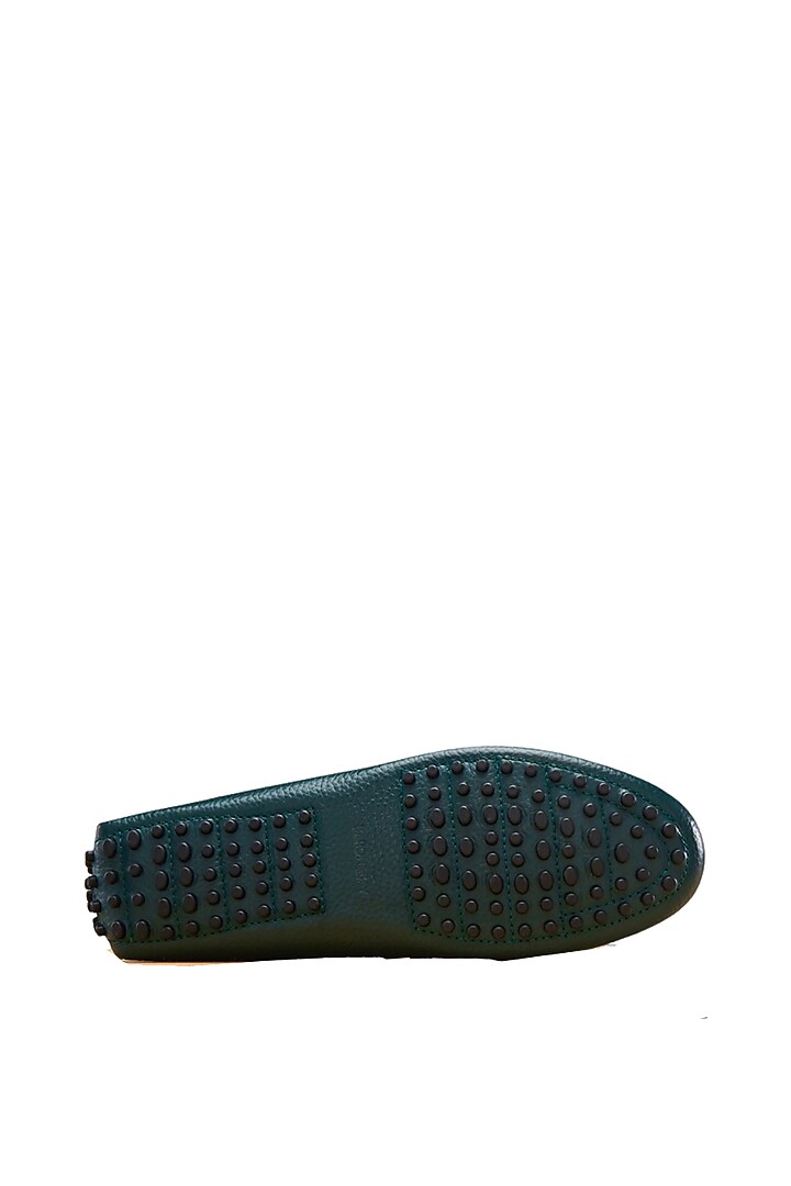 Green Milled Leather Shoes by Baron&Bay at Pernia's Pop Up Shop