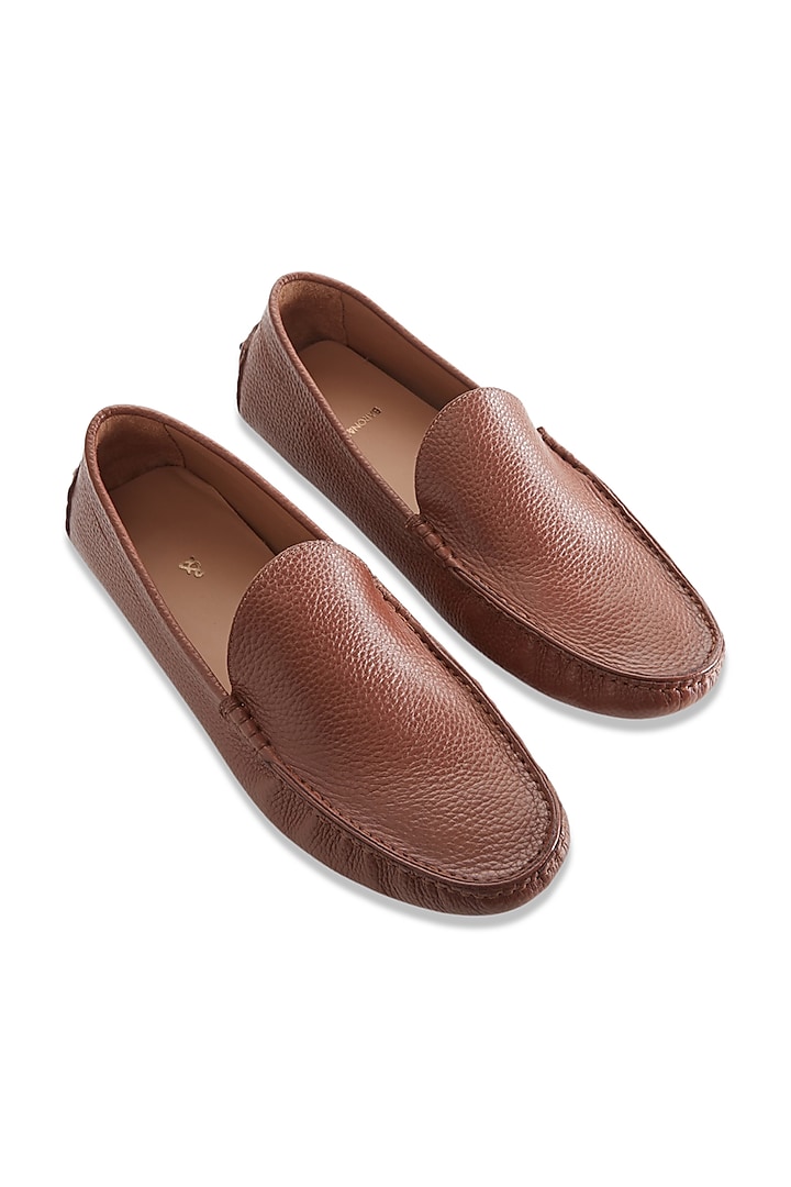 Tan Milled Leather Shoes by Baron&Bay