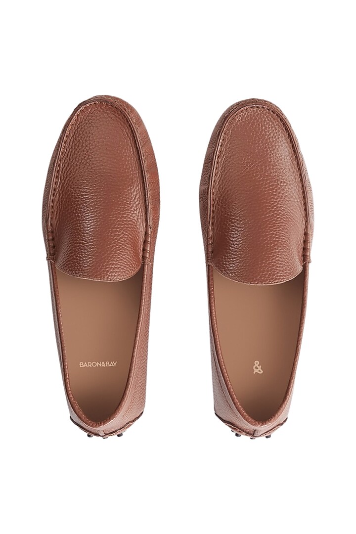Tan Milled Leather Shoes by Baron&Bay at Pernia's Pop Up Shop