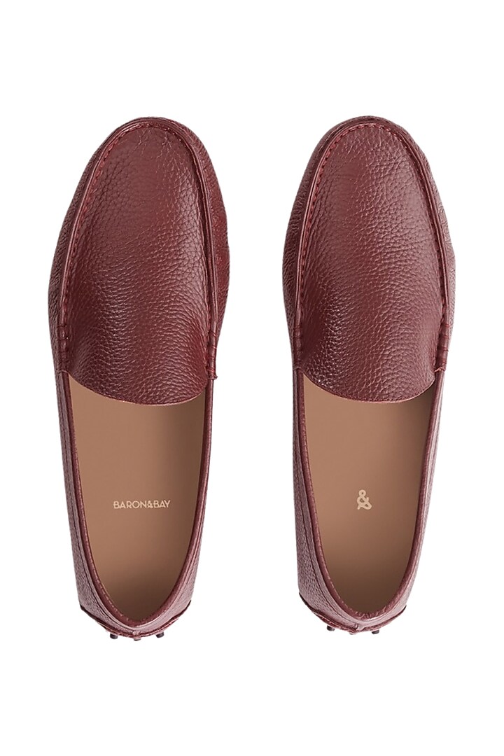 Burgundy Milled Leather Shoes by Baron&Bay at Pernia's Pop Up Shop
