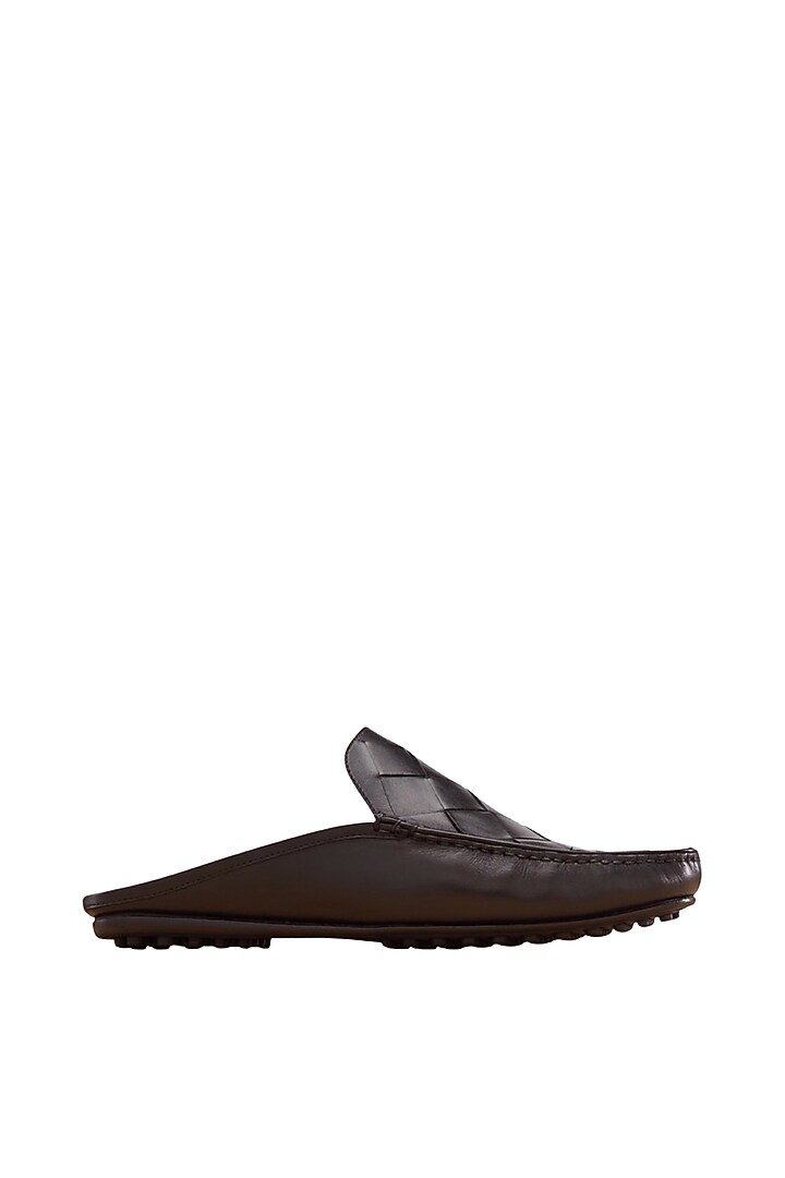 Black Woven Mules In Nappa Leather by Baron&Bay at Pernia's Pop Up Shop