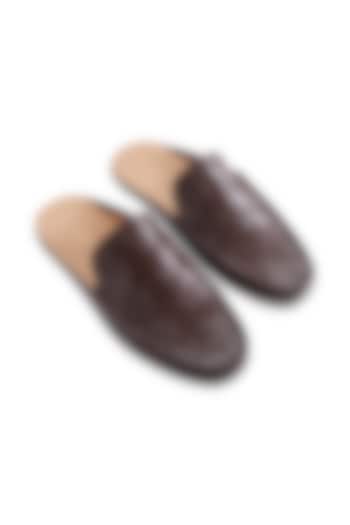 Brown Woven Mules In Nappa Leather by Baron&Bay