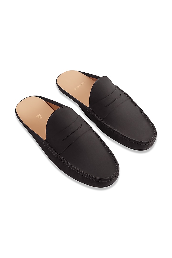 Black Penny Mules In Nappa Leather by Baron&Bay