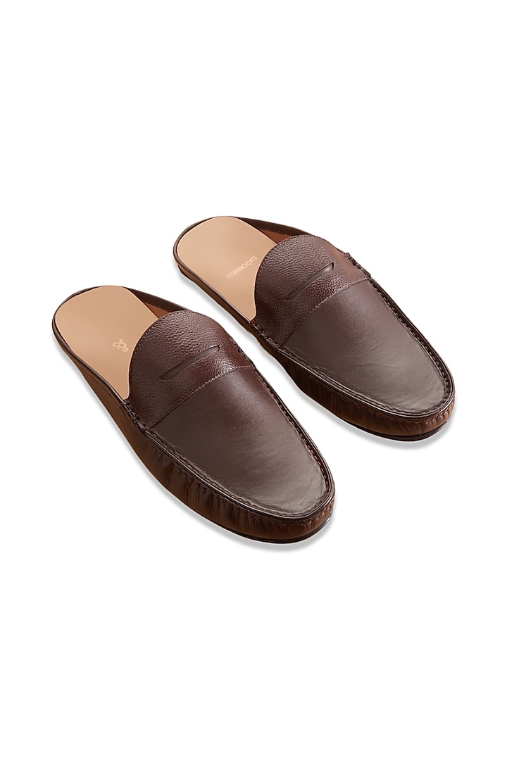 Brown Penny Mules In Nappa Leather by Baron&Bay