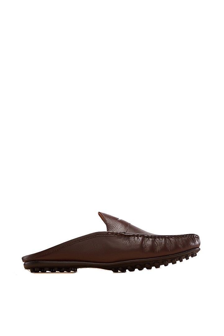 Brown Penny Mules In Nappa Leather by Baron&Bay at Pernia's Pop Up Shop